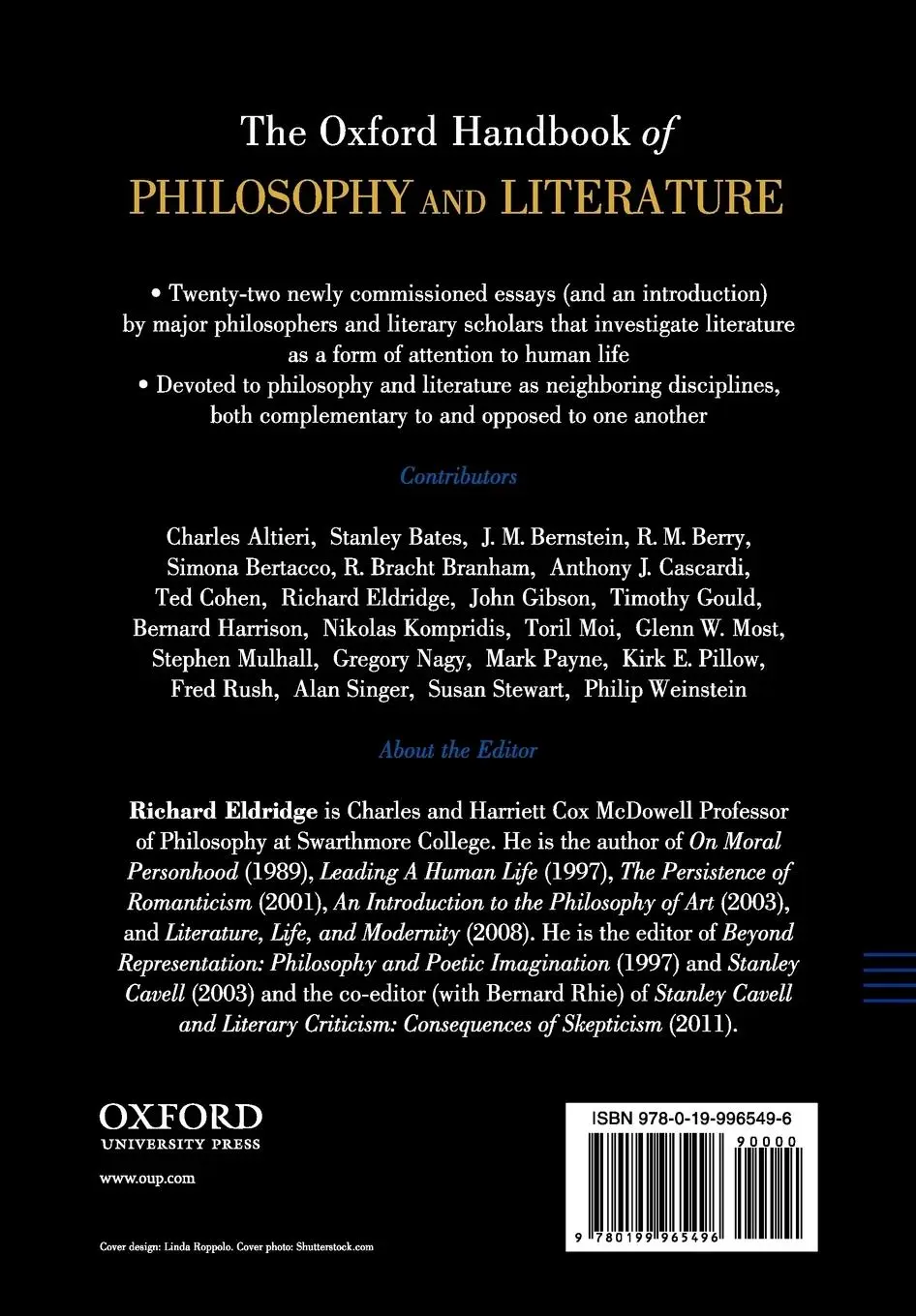 Rückseite: 9780199965496 | The Oxford Handbook of Philosophy and Literature | Richard Eldridge