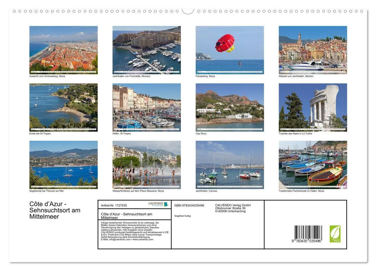 Bild: 9783435035496 | Côte d'Azur - Sehnsuchtsort am Mittelmeer (Wandkalender 2025 DIN A2...