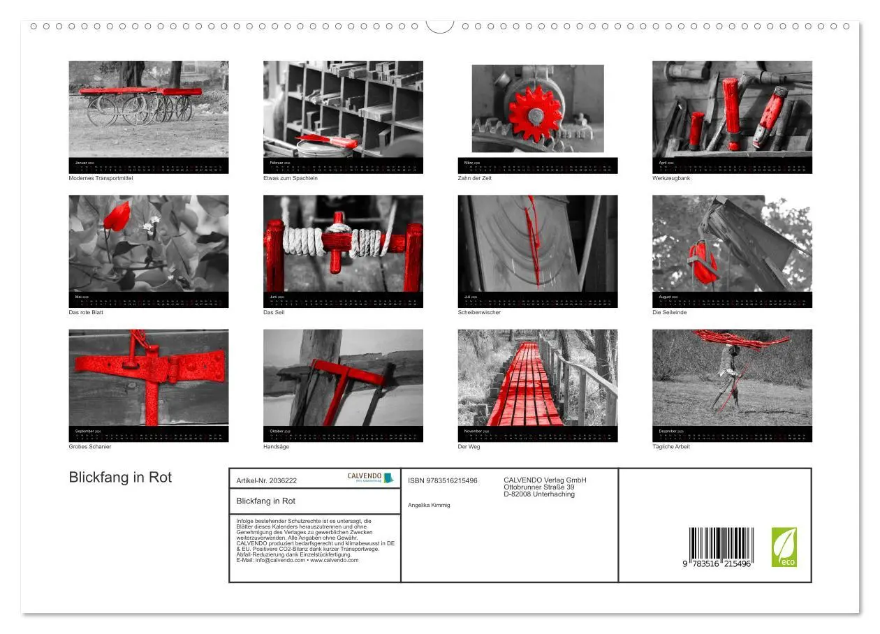 Bild: 9783516215496 | Blickfang in Rot (hochwertiger Premium Wandkalender 2026 DIN A2...