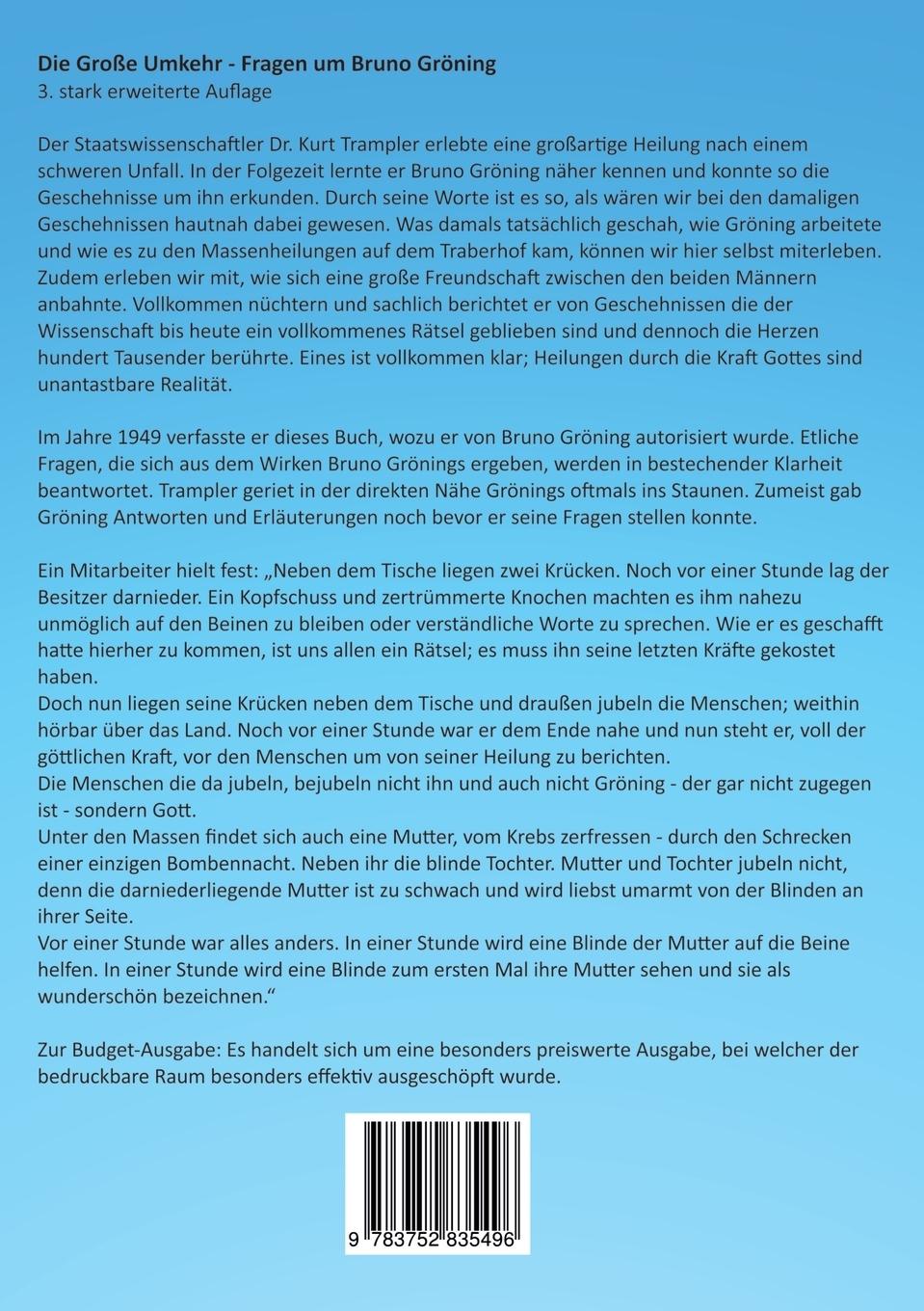 Rückseite: 9783752835496 | Die Große Umkehr - Budget-Ausgabe | Fragen um Bruno Gröning | Trampler