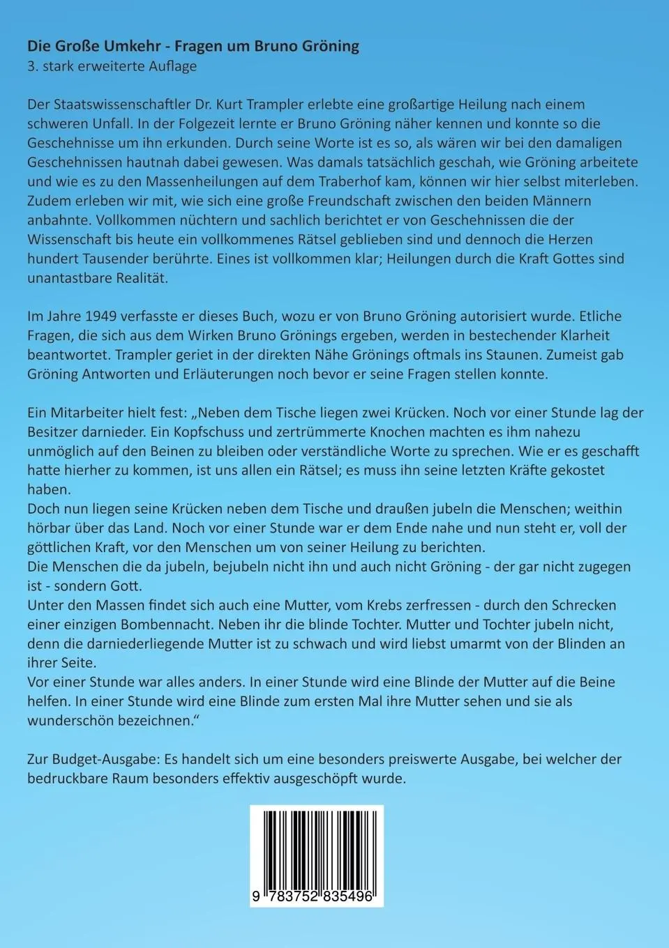 Rückseite: 9783752835496 | Die Große Umkehr - Budget-Ausgabe | Fragen um Bruno Gröning | Trampler