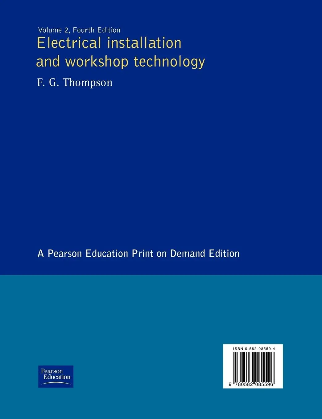 Rückseite: 9780582085596 | Electrical Installation and Workshop Technology | F. G. Thompson