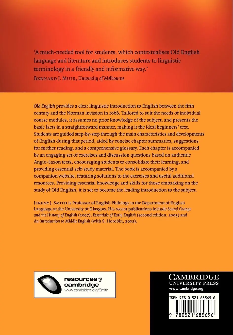 Rückseite: 9780521685696 | Old English | A Linguistic Introduction | Jeremy J. Smith | Buch