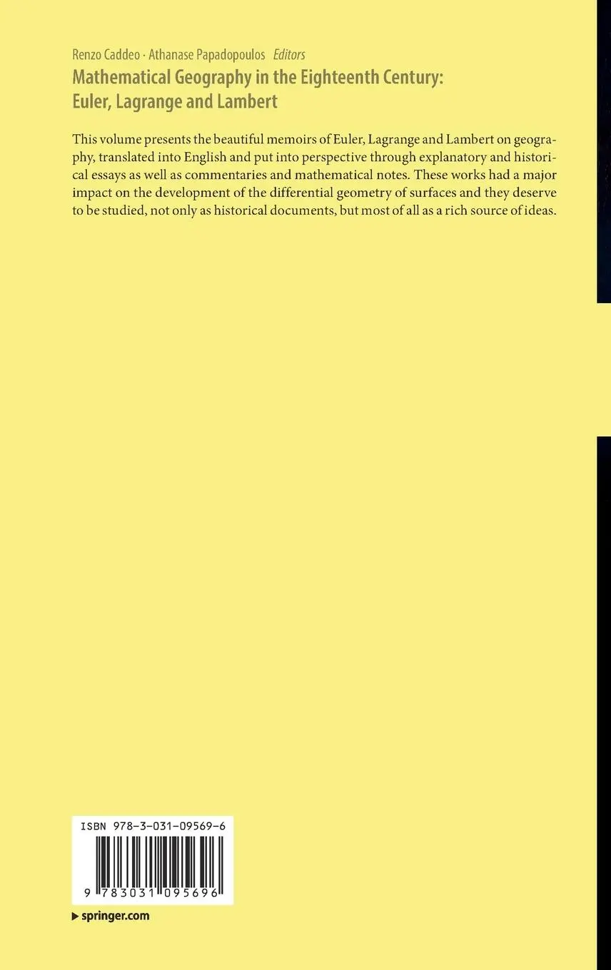 Rückseite: 9783031095696 | Mathematical Geography in the Eighteenth Century: Euler, Lagrange...