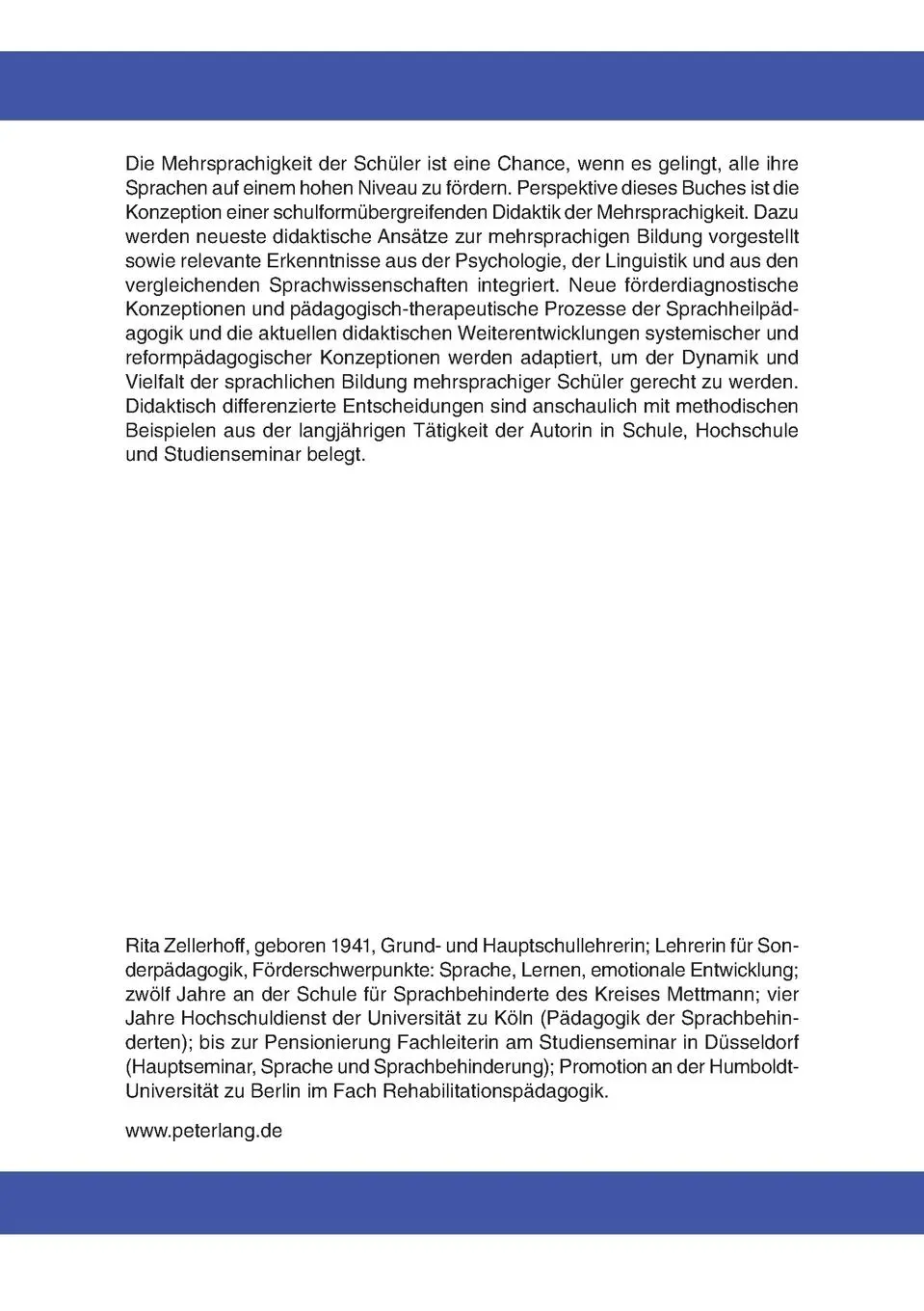 Rückseite: 9783631585696 | Didaktik der Mehrsprachigkeit | Rita Zellerhoff | Taschenbuch | 2008