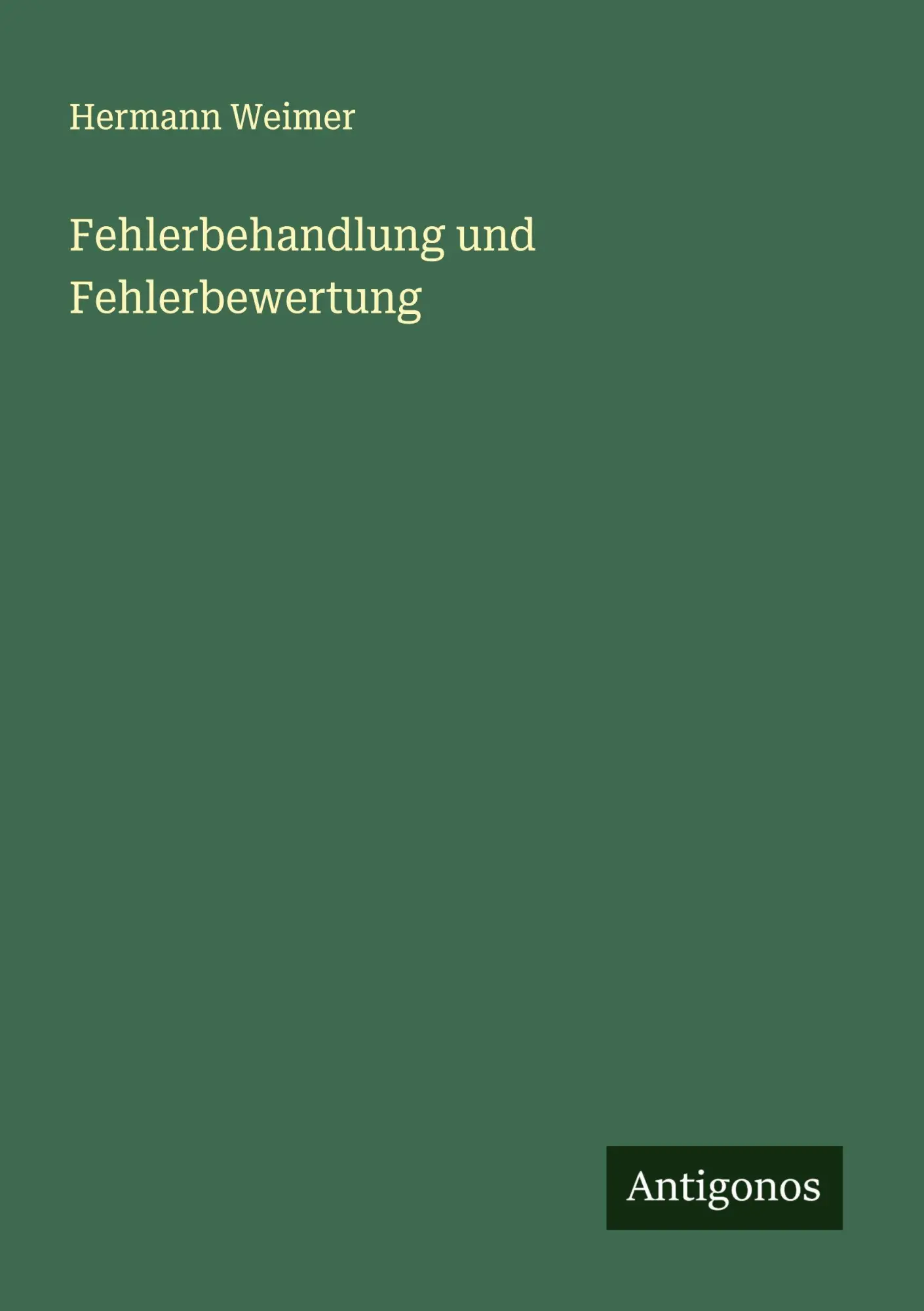 Cover: 9783563195796 | Fehlerbehandlung und Fehlerbewertung | Hermann Weimer | Taschenbuch