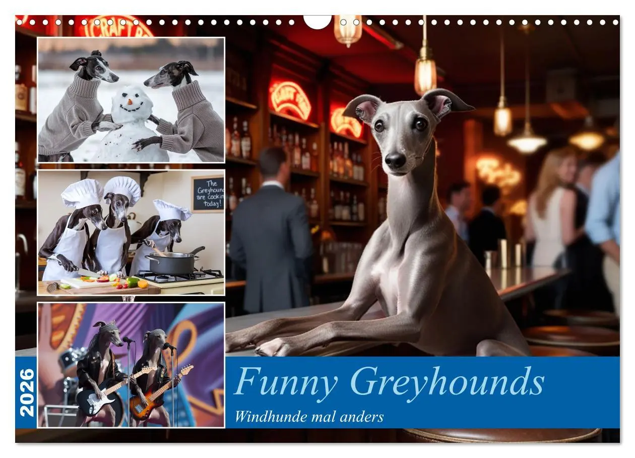 Cover: 9783457255896 | Funny Greyhounds - Windhunde mal anders (Wandkalender 2026 DIN A3...