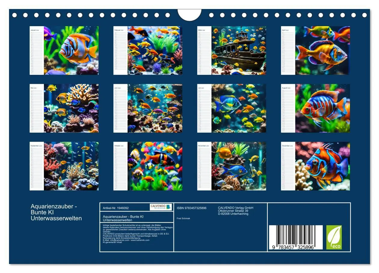 Bild: 9783457325896 | Aquarienzauber - Bunte KI Unterwasserwelten (Wandkalender 2026 DIN...