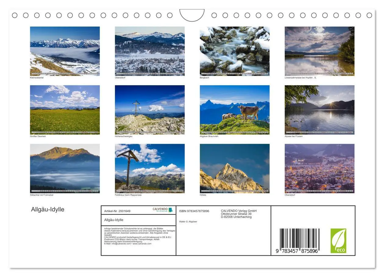 Bild: 9783457875896 | Allgäu-Idylle (Wandkalender 2026 DIN A4 quer), CALVENDO Monatskalender