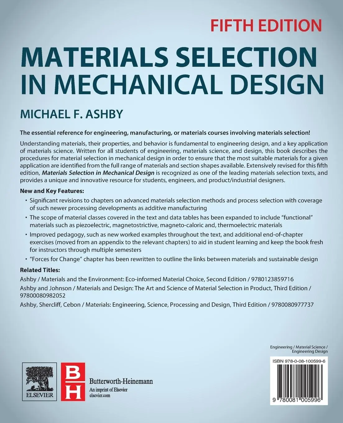 Rückseite: 9780081005996 | Materials Selection in Mechanical Design | Michael F. Ashby | Buch