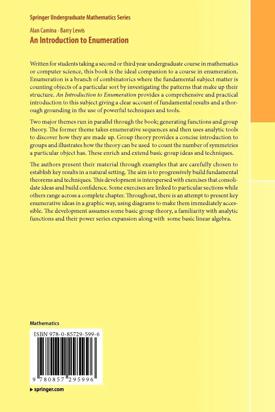 Rückseite: 9780857295996 | An Introduction to Enumeration | Alan Camina (u. a.) | Taschenbuch