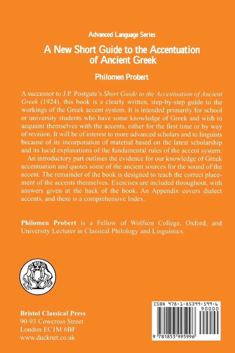 Rückseite: 9781853995996 | New Short Guide to the Accentuation of Ancient Greek | Probert | Buch