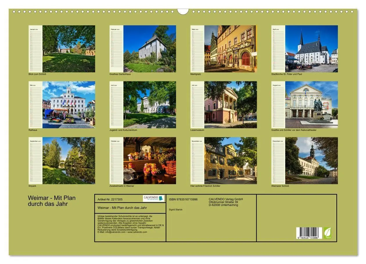 Bild: 9783516715996 | Weimar - Mit Plan durch das Jahr (Wandkalender 2026 DIN A2 quer),...
