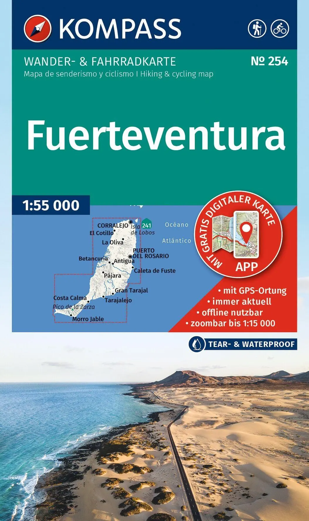 Cover: 9783991545996 | KOMPASS Wanderkarte 254 Fuerteventura 1:55.000 | (Land-)Karte | 2026