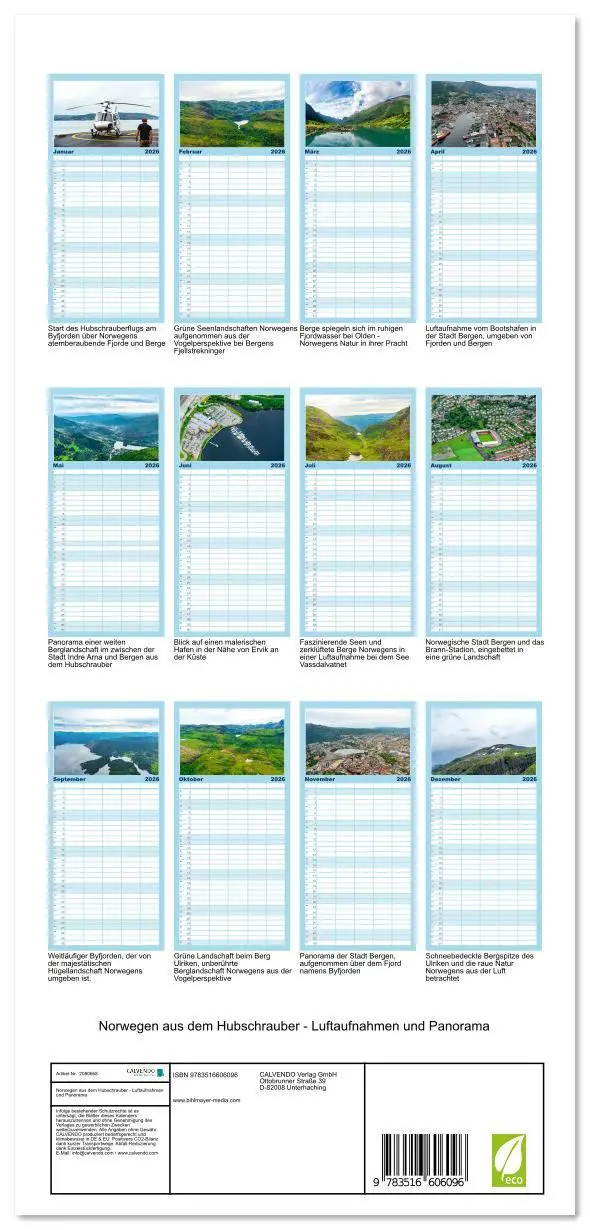Bild: 9783516606096 | Familienplaner 2026 - Norwegen aus dem Hubschrauber - Luftaufnahmen...