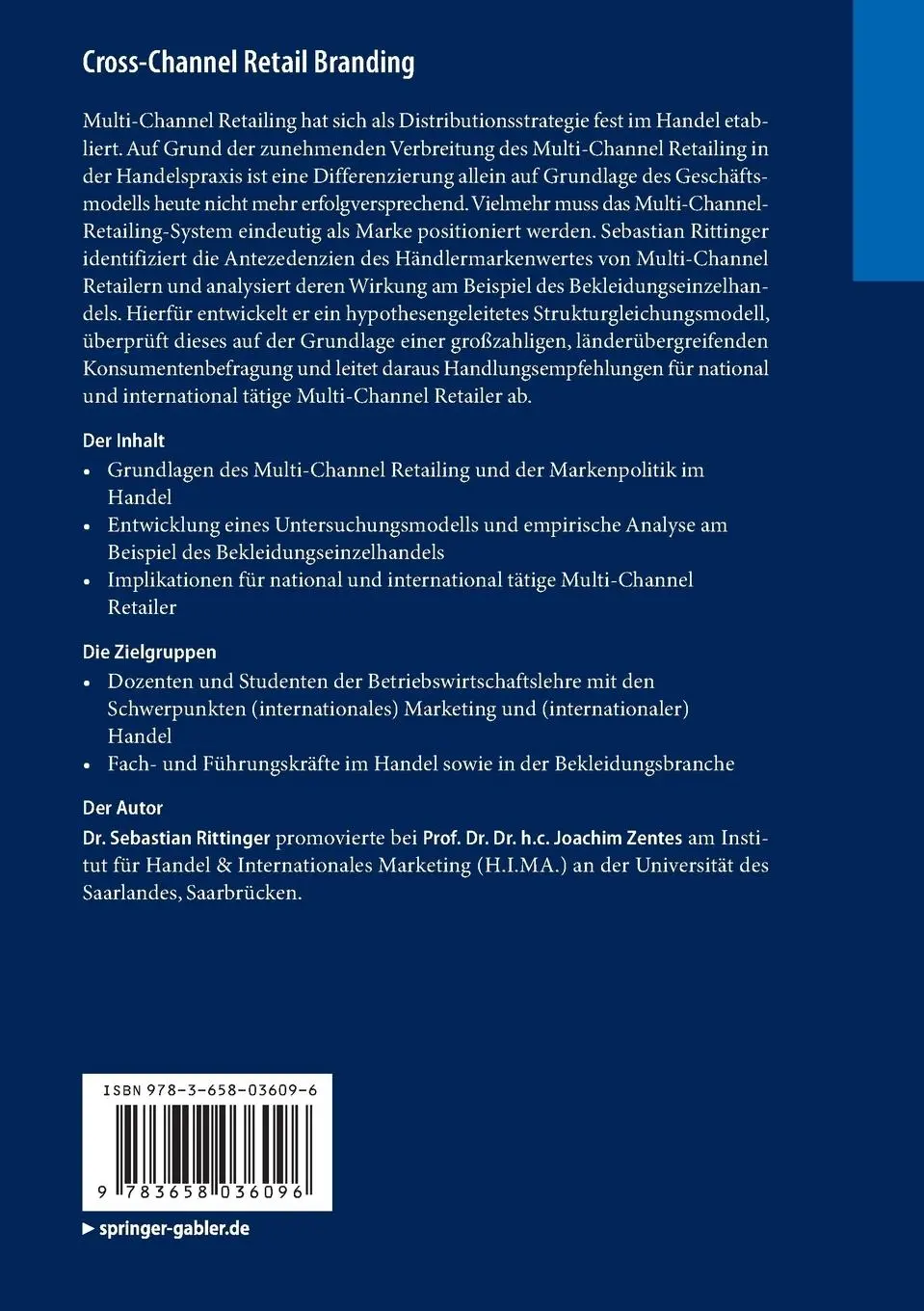 Rückseite: 9783658036096 | Cross-Channel Retail Branding | Sebastian Rittinger | Taschenbuch