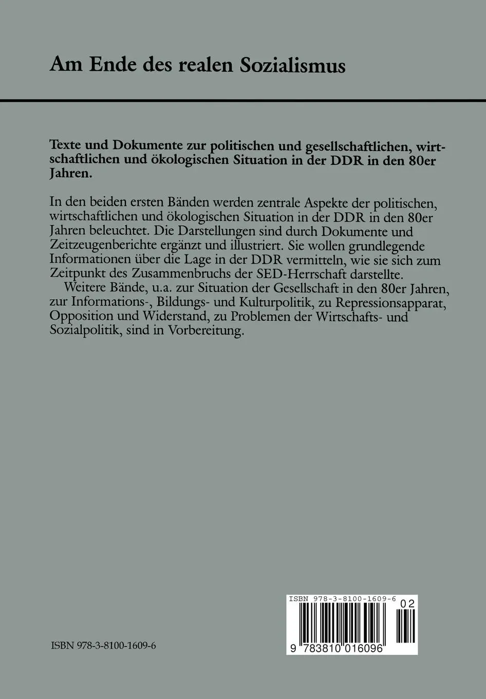 Rückseite: 9783810016096 | Die wirtschaftliche und ökologische Situation der DDR in den 80er...