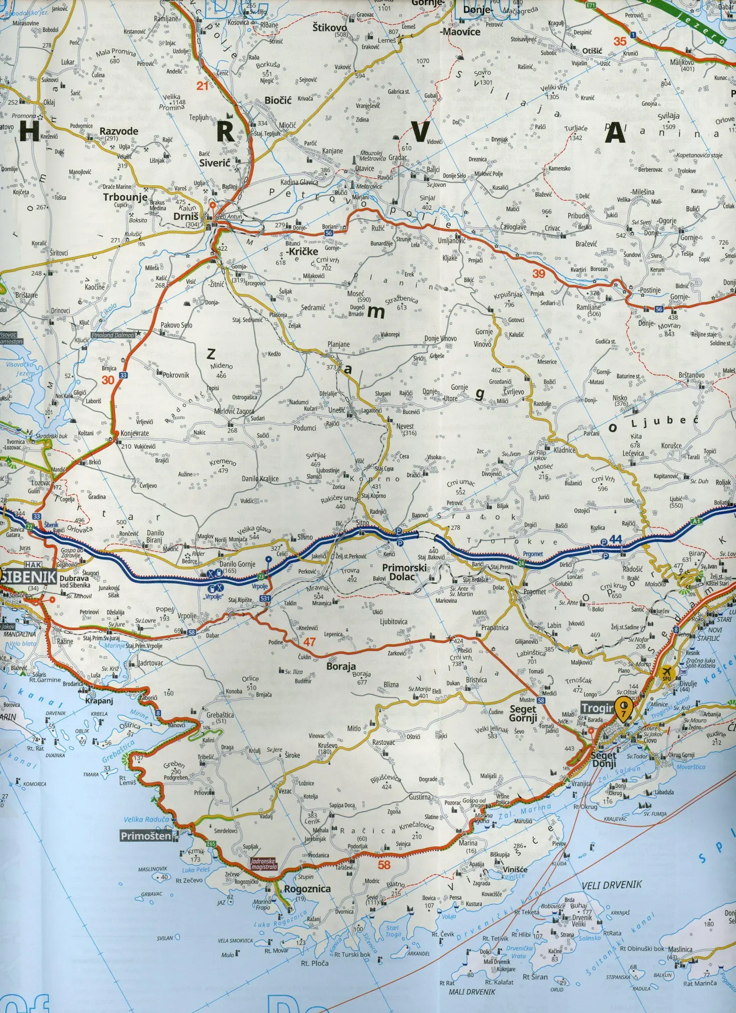 Bild: 9783826406096 | ADAC Urlaubskarte HR Kroatische Küste, Nord und Mitte 1:200 000 | 1 S.