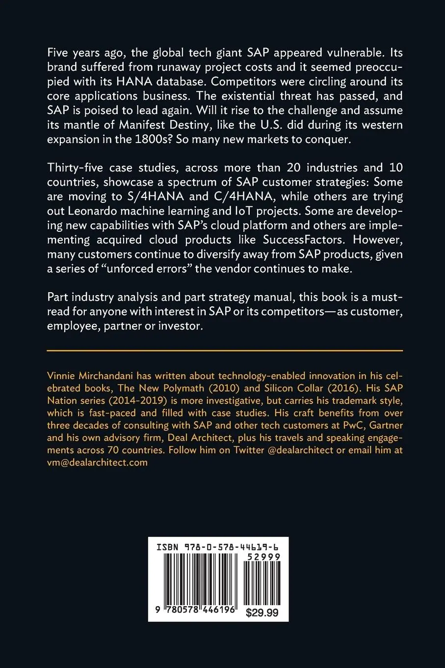 Rückseite: 9780578446196 | SAP Nation 3.0 | Manifest Destiny | Vinnie Mirchandani | Taschenbuch