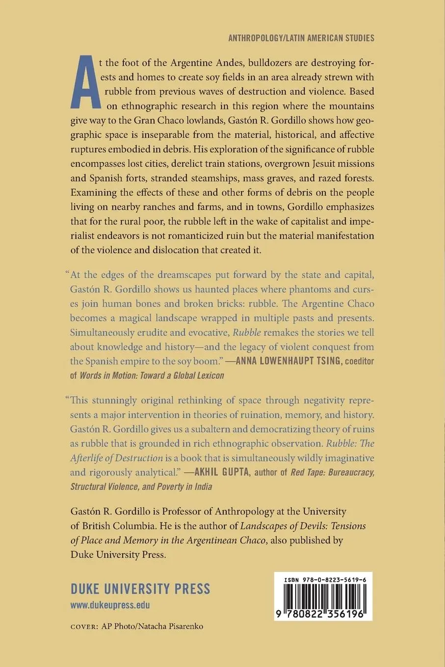 Rückseite: 9780822356196 | Rubble | The Afterlife of Destruction | Gastón R. Gordillo | Buch