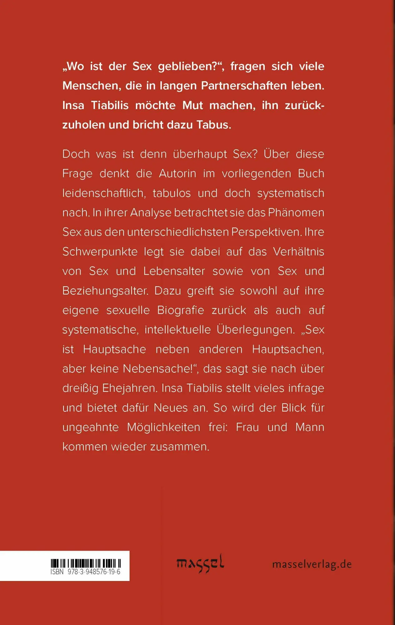 Rückseite: 9783948576196 | Hauptsache Sex zusammen? | Insa Tiabilis | Buch | 328 S. | Deutsch