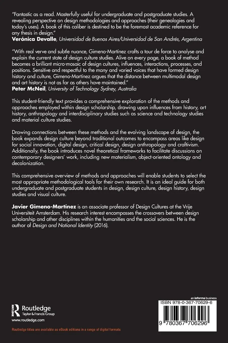 Rückseite: 9780367706296 | Design History and Culture | Methods and Approaches | Gimeno-Martínez