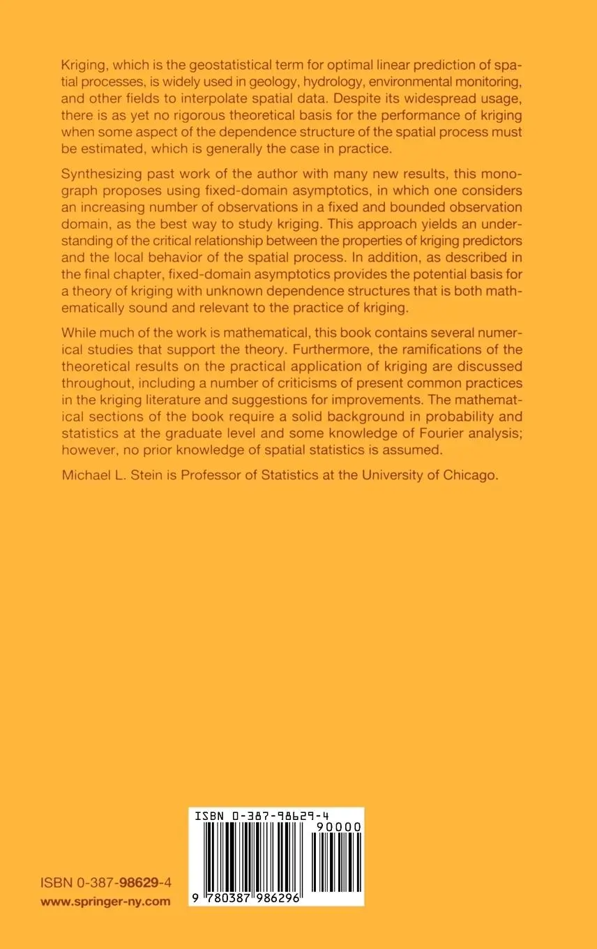 Rückseite: 9780387986296 | Interpolation of Spatial Data | Some Theory for Kriging | Stein | Buch