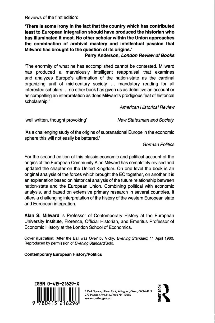 Rückseite: 9780415216296 | The European Rescue of the Nation State | Alan Milward | Taschenbuch