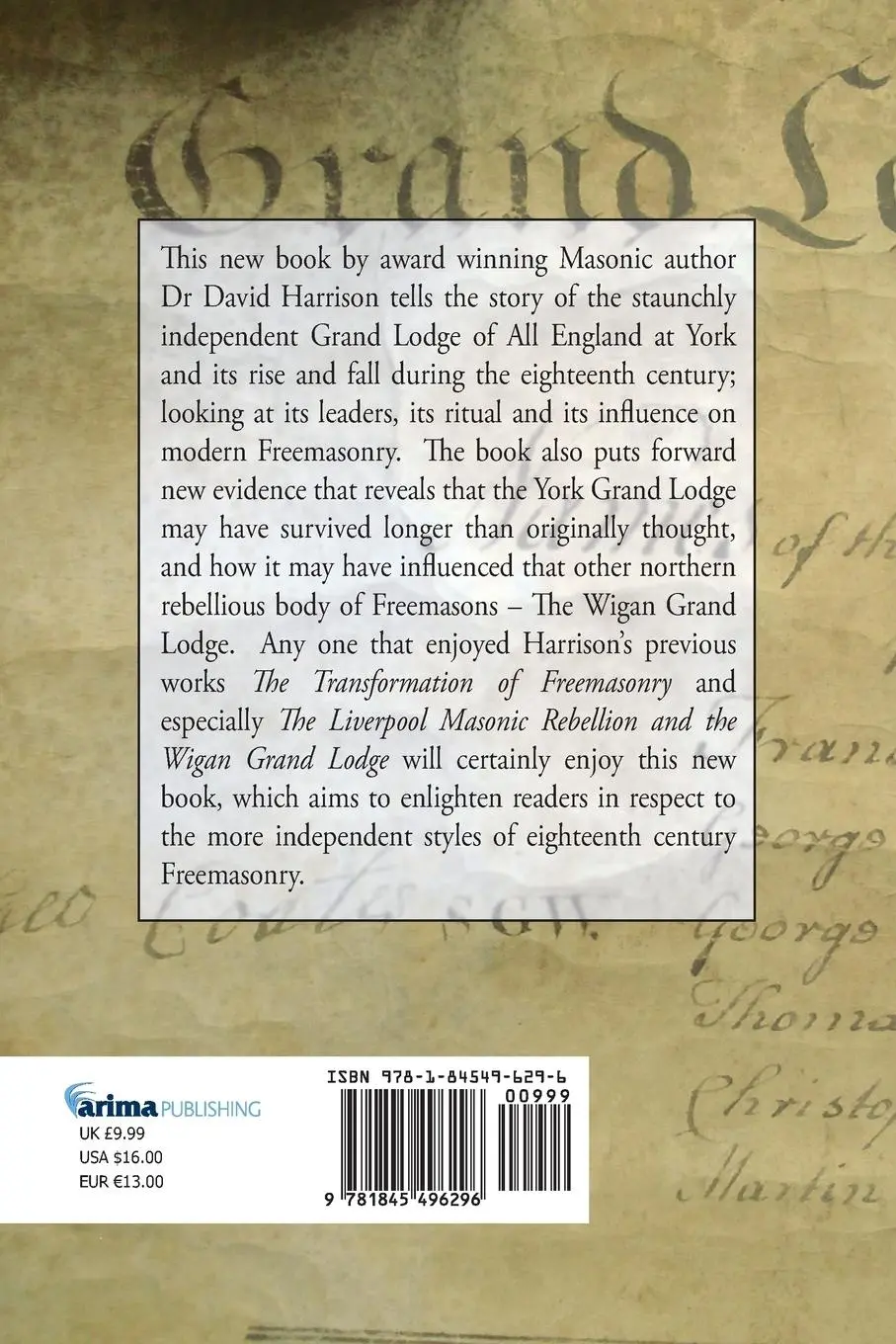 Rückseite: 9781845496296 | The York Grand Lodge | David Harrison | Taschenbuch | Englisch | 2014