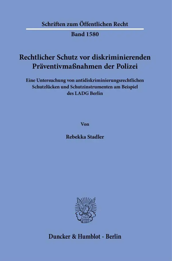 Cover: 9783428196296 | Rechtlicher Schutz vor diskriminierenden Präventivmaßnahmen der...