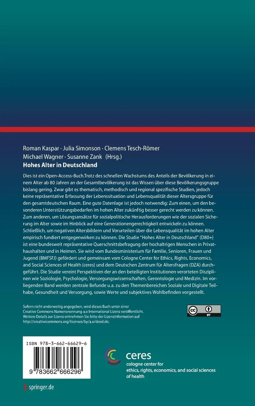 Rückseite: 9783662666296 | Hohes Alter in Deutschland | Roman Kaspar (u. a.) | Buch | xi | 2023