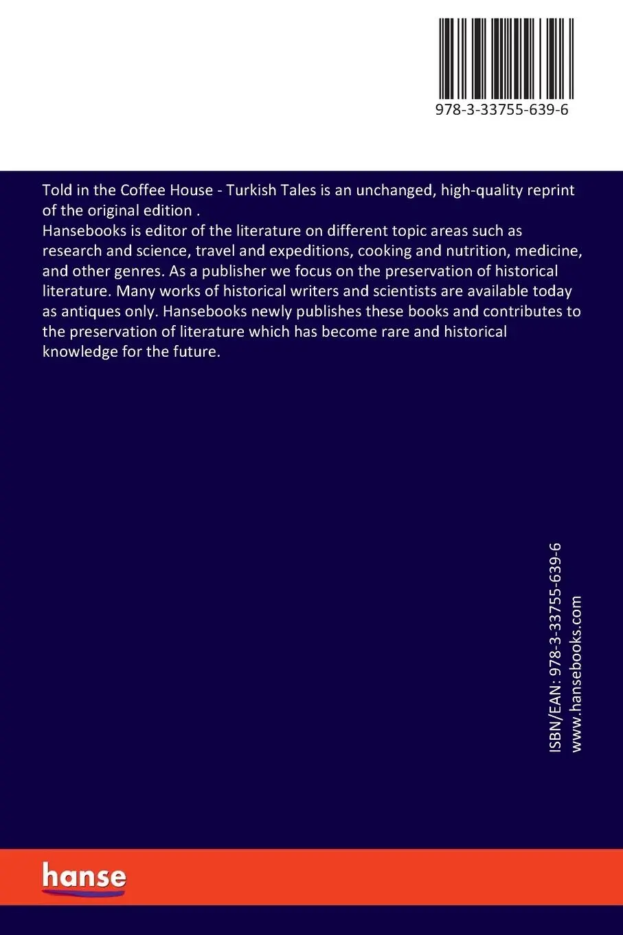 Rückseite: 9783337556396 | Told in the Coffee House | Turkish Tales | Cyrus Adler (u. a.) | Buch