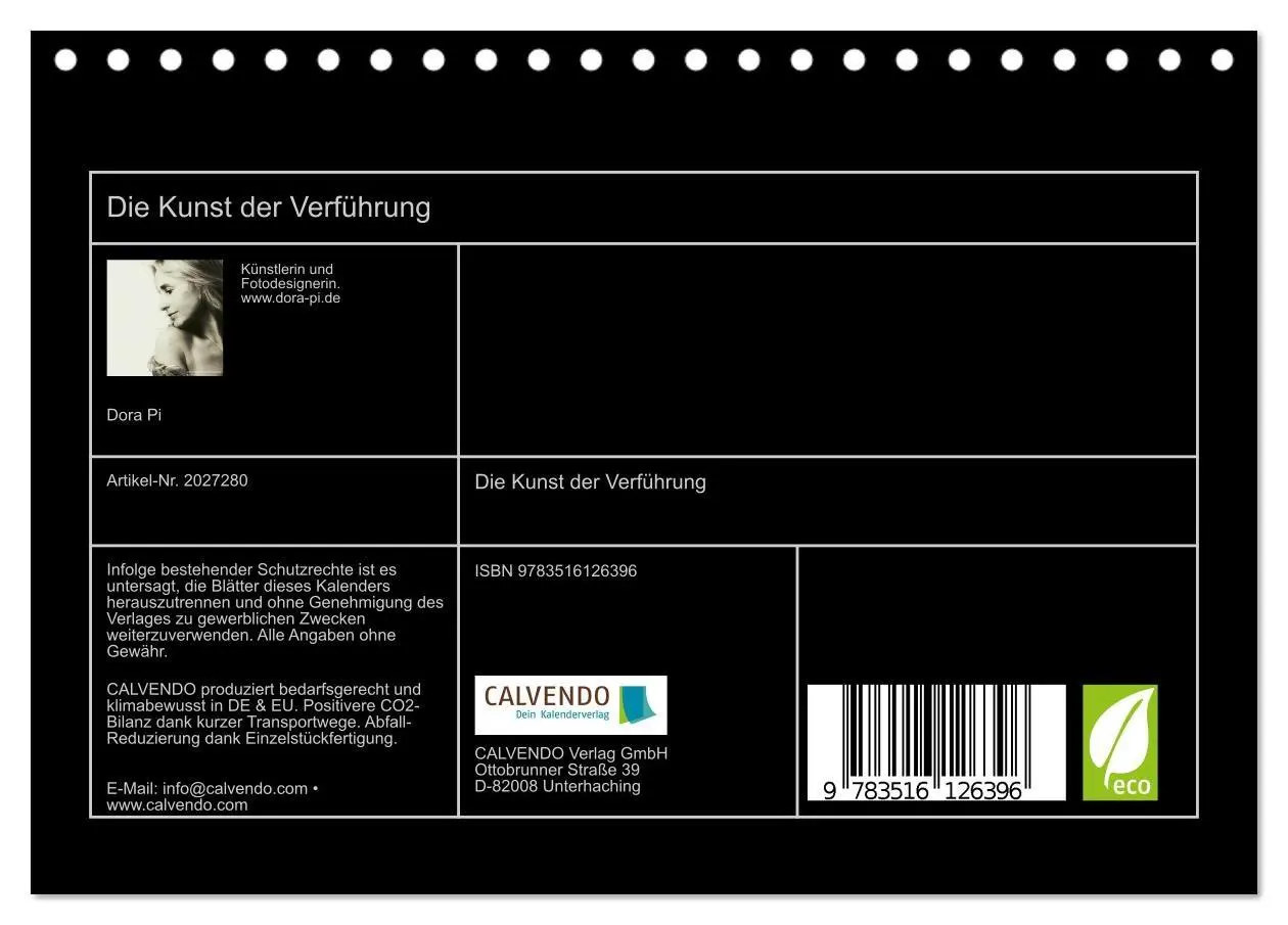 Bild: 9783516126396 | Die Kunst der Verführung (Tischkalender 2026 DIN A5 quer), CALVENDO...