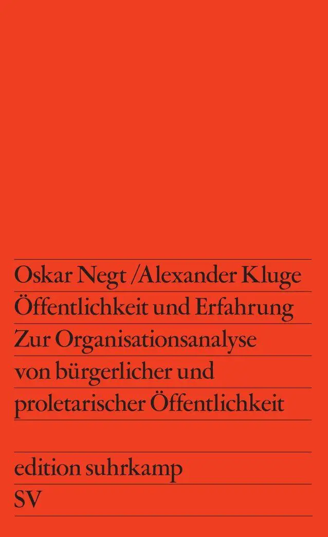 Cover: 9783518106396 | Öffentlichkeit und Erfahrung | Alexander Kluge (u. a.) | Taschenbuch