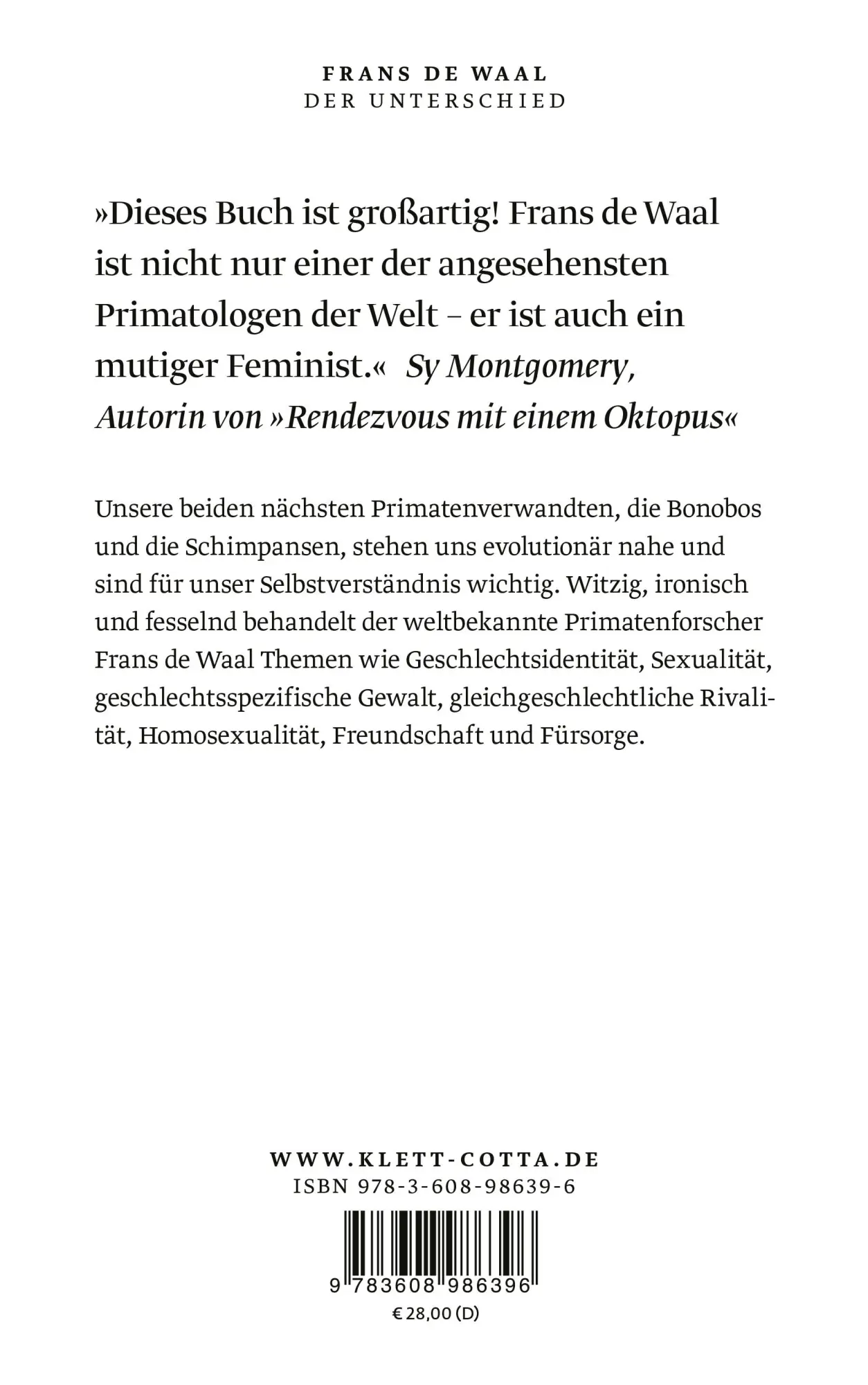 Rückseite: 9783608986396 | Der Unterschied | Was wir von Primaten über Gender lernen können