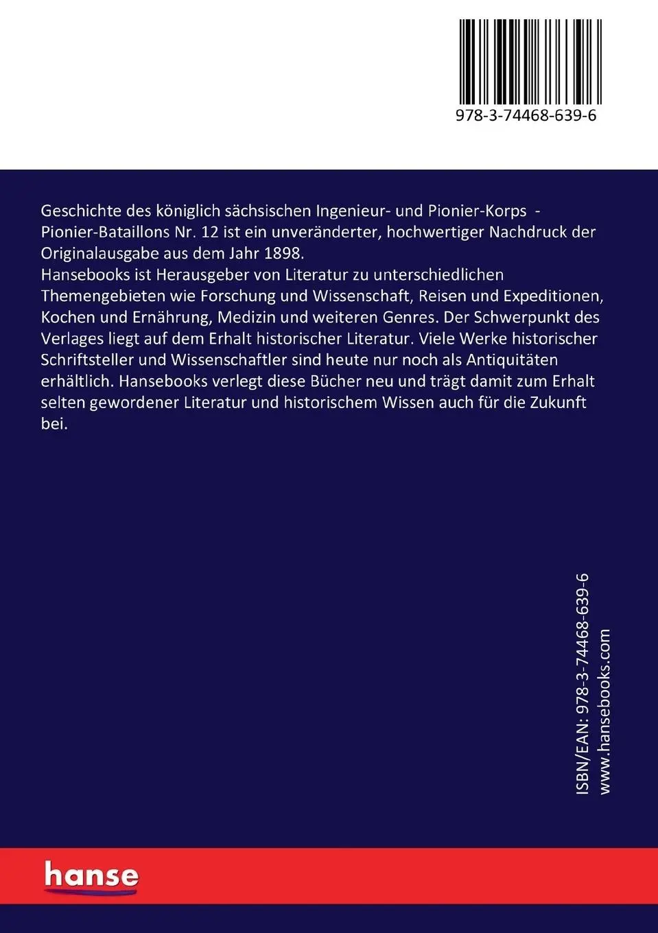 Rückseite: 9783744686396 | Geschichte des königlich sächsischen Ingenieur- und Pionier-Korps