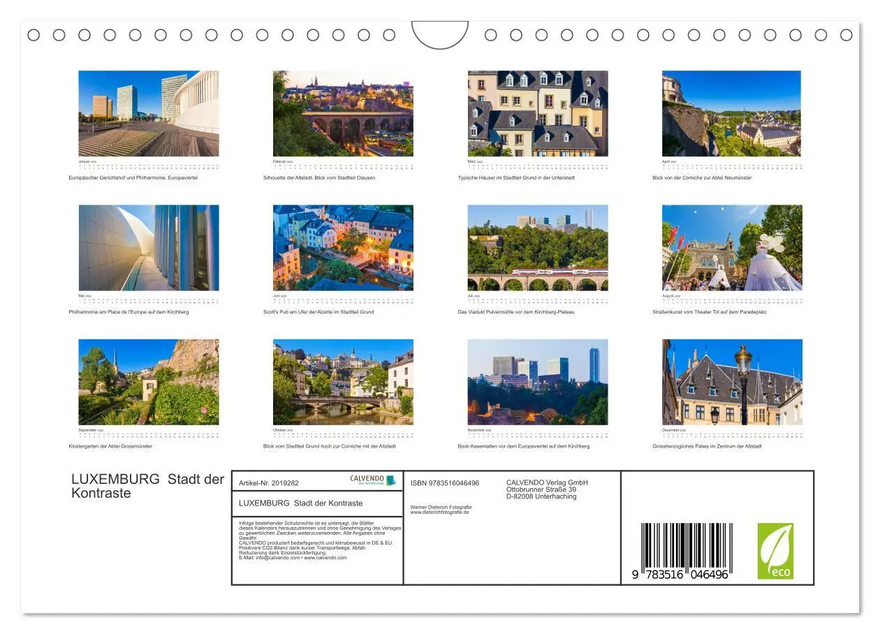 Bild: 9783516046496 | LUXEMBURG Stadt der Kontraste (Wandkalender 2026 DIN A4 quer),...