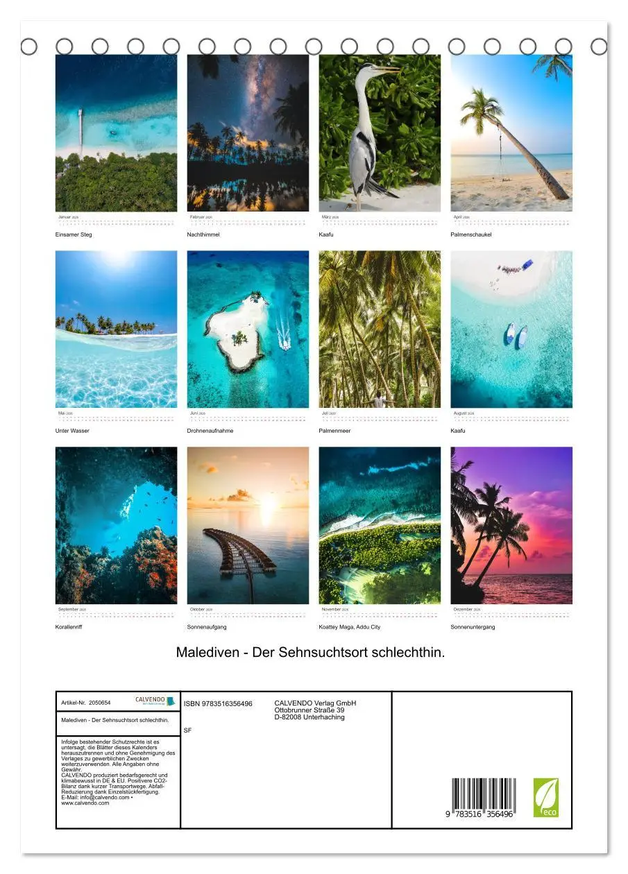 Bild: 9783516356496 | Malediven - Der Sehnsuchtsort schlechthin. (Tischkalender 2026 DIN...