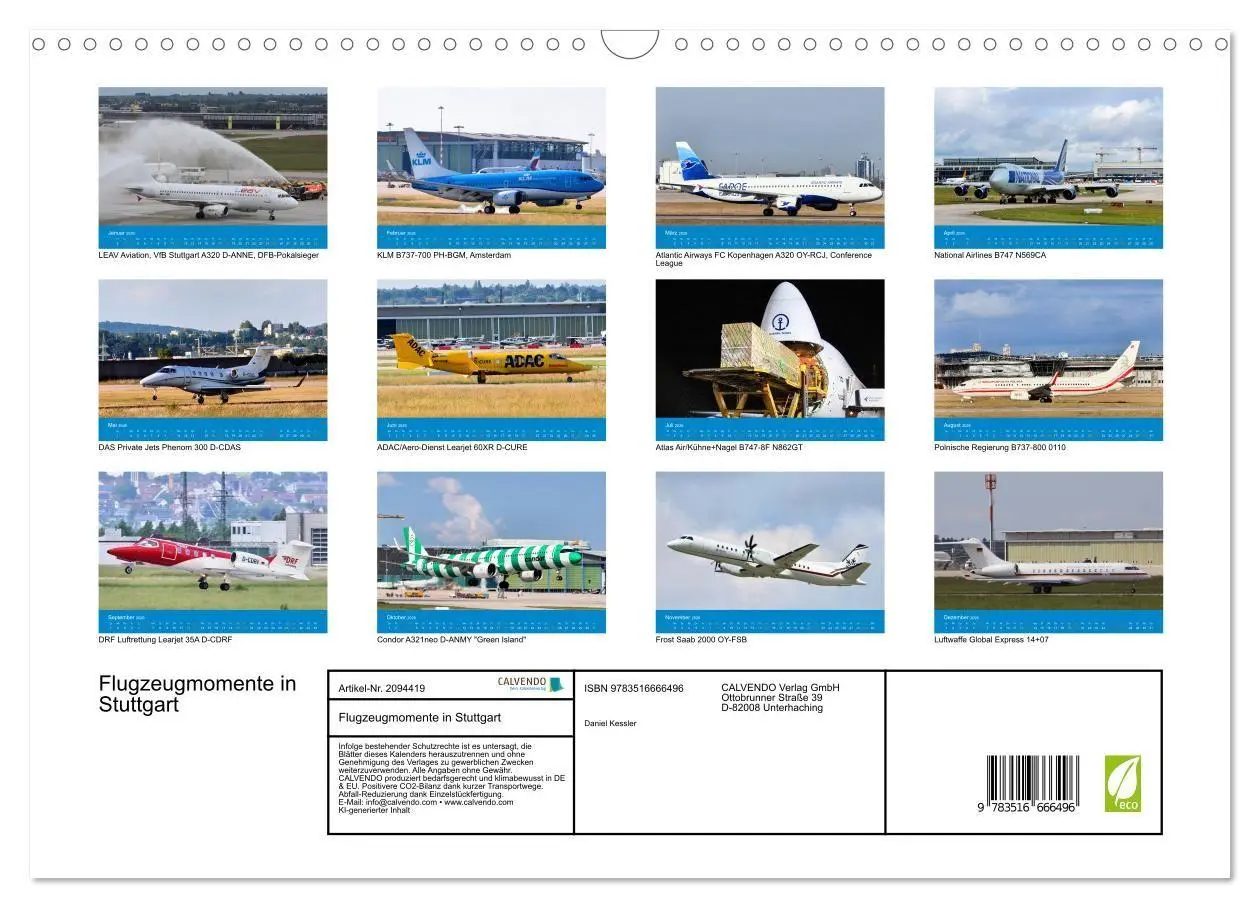 Bild: 9783516666496 | Flugzeugmomente in Stuttgart (Wandkalender 2026 DIN A3 quer),...