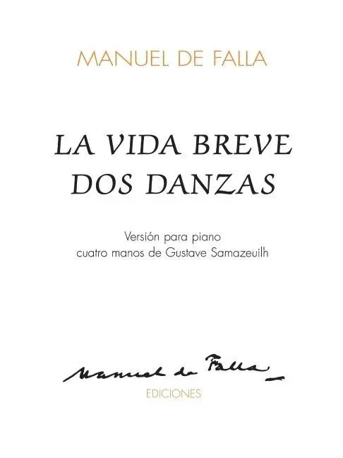 Cover: 9788492176496 | La Vida Breve DOS Danzas | 1 Piano, 4 Hands | Manuel de Falla | Buch