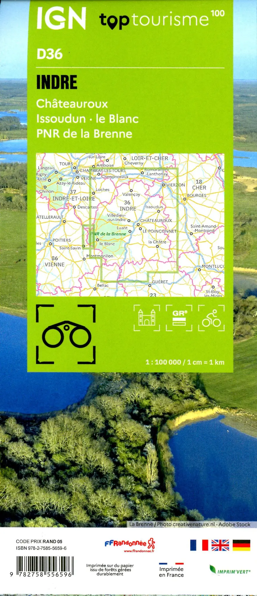 Bild: 9782758556596 | Indre Châteauroux | (Land-)Karte | IGN Top 100 départemental | 2025