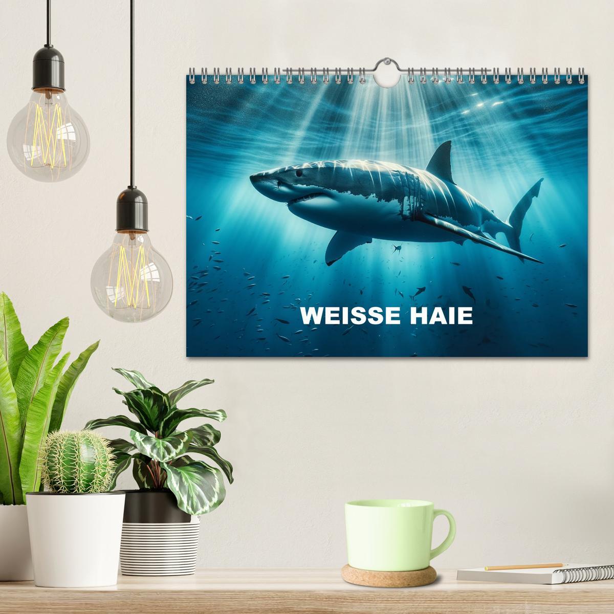 Bild: 9783383836596 | Weiße Haie (Wandkalender 2025 DIN A4 quer), CALVENDO Monatskalender