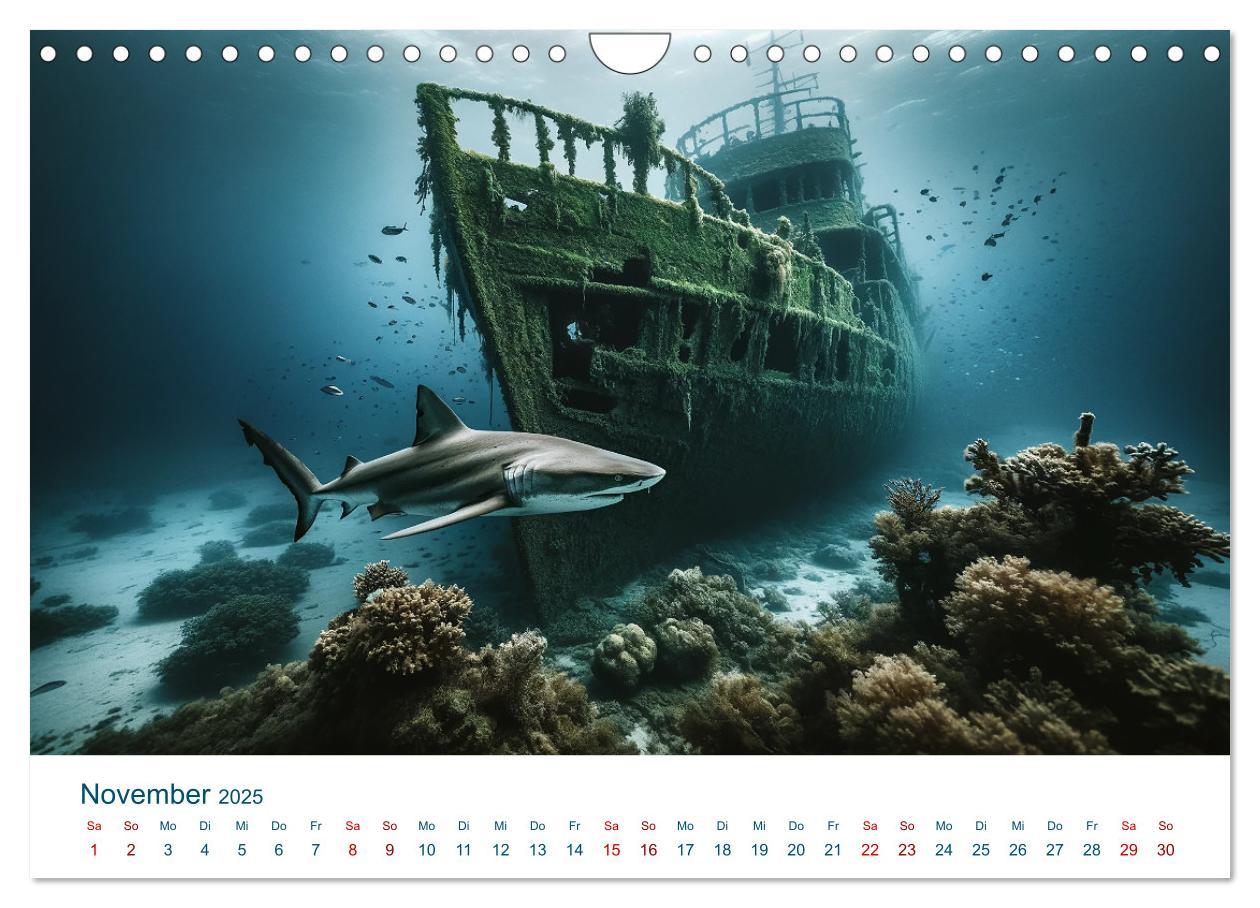 Bild: 9783383836596 | Weiße Haie (Wandkalender 2025 DIN A4 quer), CALVENDO Monatskalender