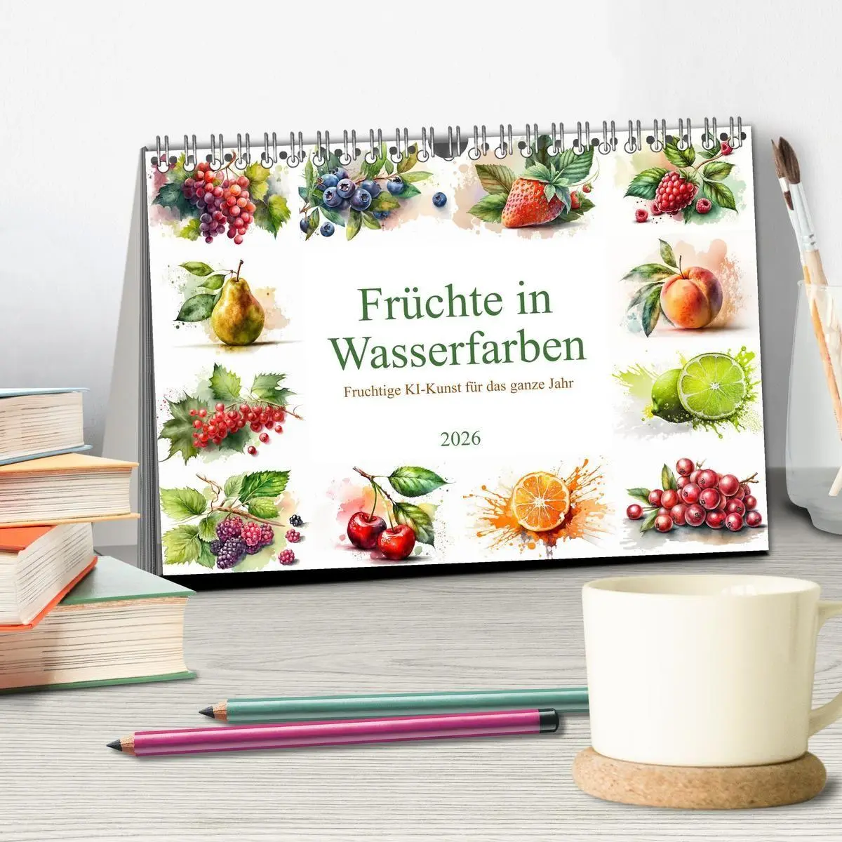 Bild: 9783516726596 | Früchte in Wasserfarben - Fruchtige KI-Kunst für das ganze Jahr...