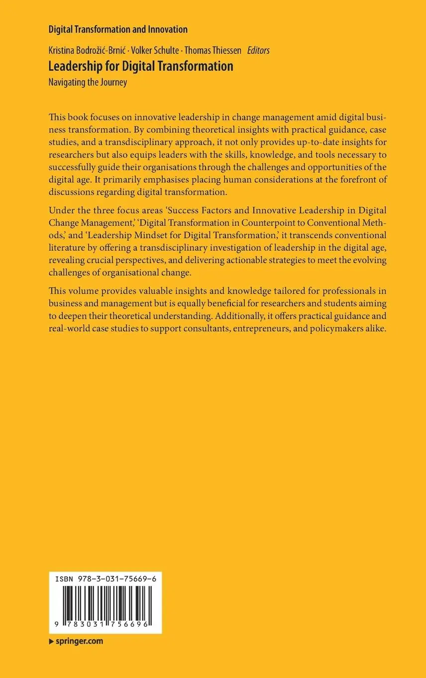 Rückseite: 9783031756696 | Leadership for Digital Transformation | Navigating the Journey | Buch