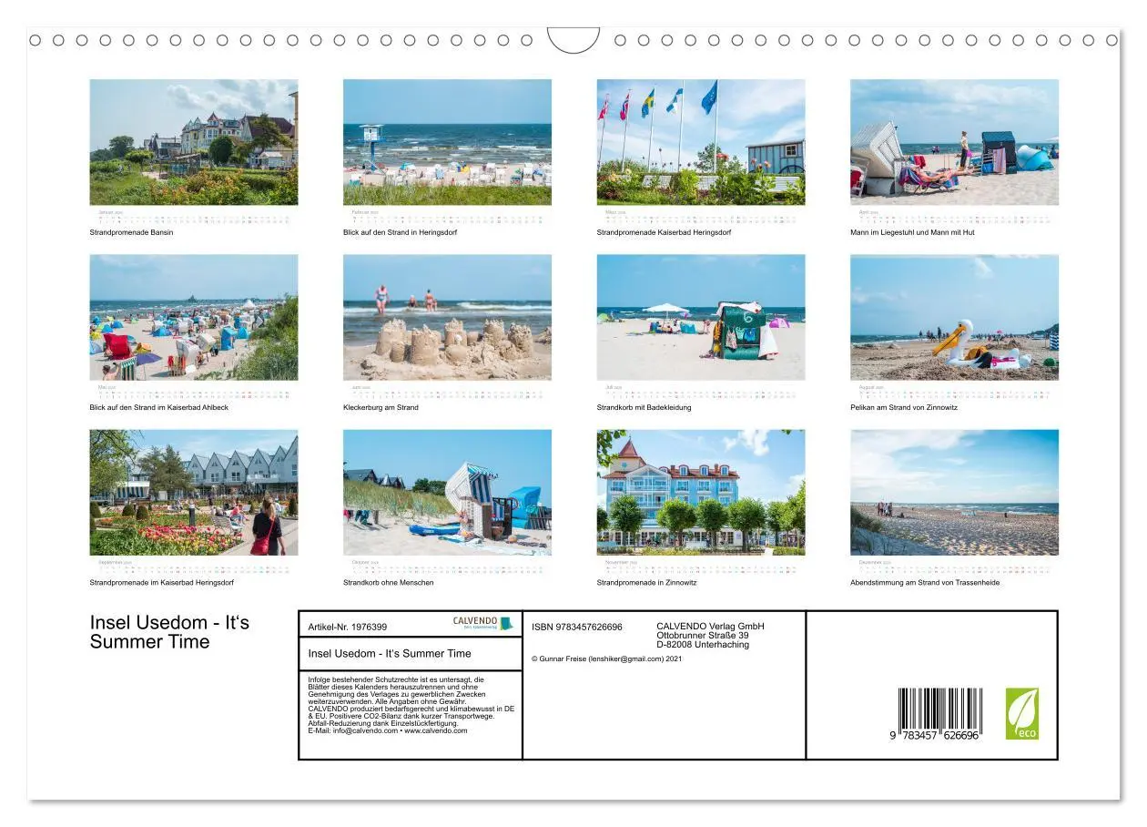Bild: 9783457626696 | Insel Usedom - It's Summer Time (Wandkalender 2026 DIN A3 quer),...