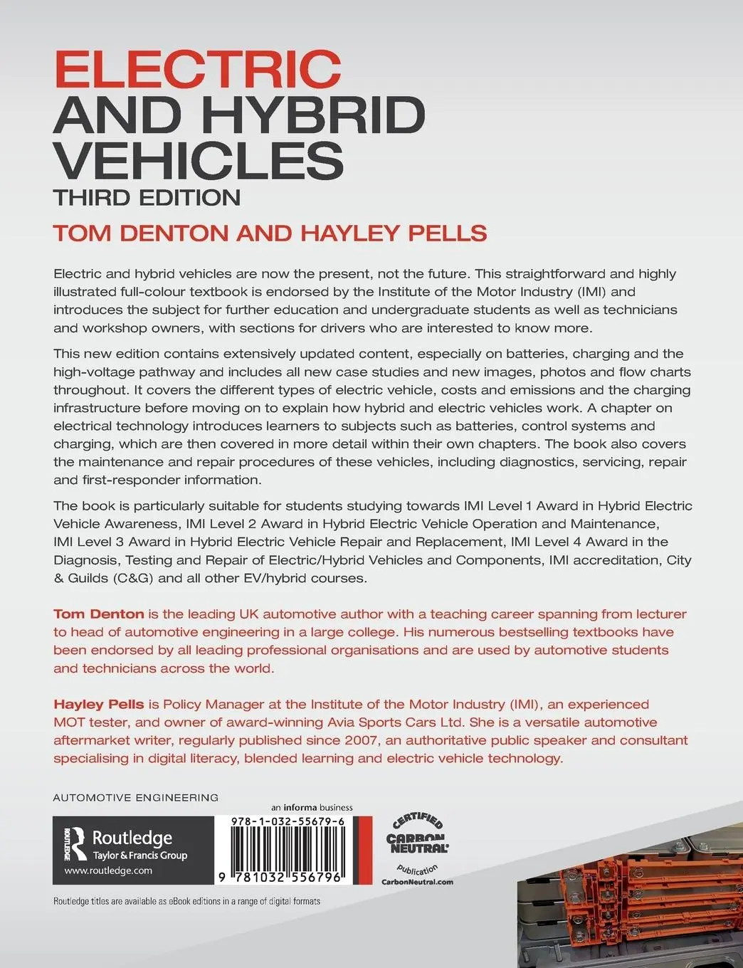 Rückseite: 9781032556796 | Electric and Hybrid Vehicles | Tom Denton (u. a.) | Taschenbuch | 2024