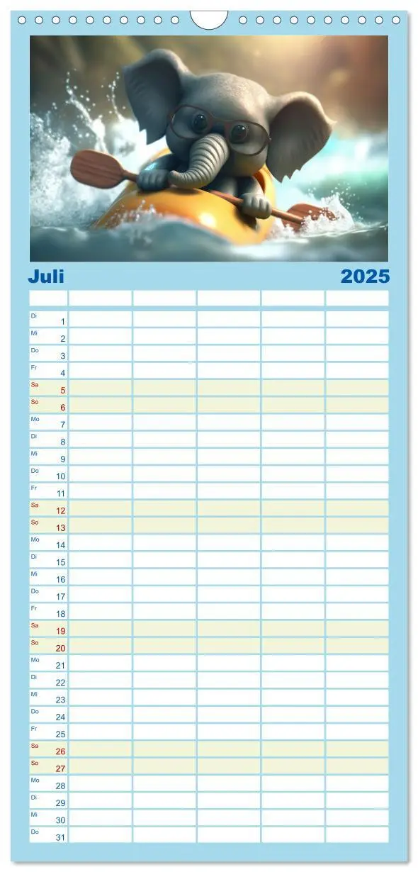 Bild: 9783457096796 | Familienplaner 2025 - Die lustigen Dickhäuter. Ein Kalender für...