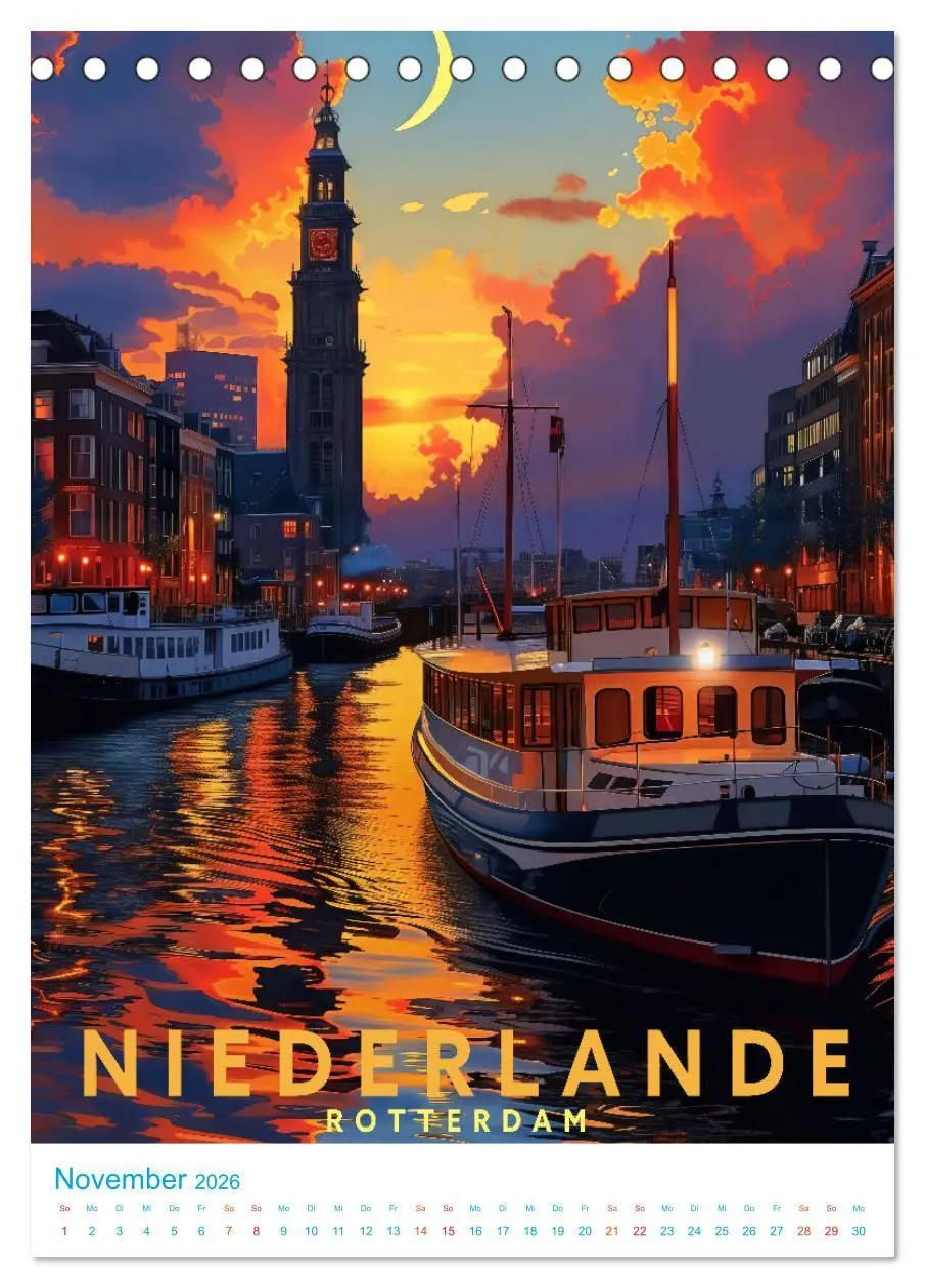 Bild: 9783516256796 | Niederlande - Old School Poster Style (Tischkalender 2026 DIN A5...
