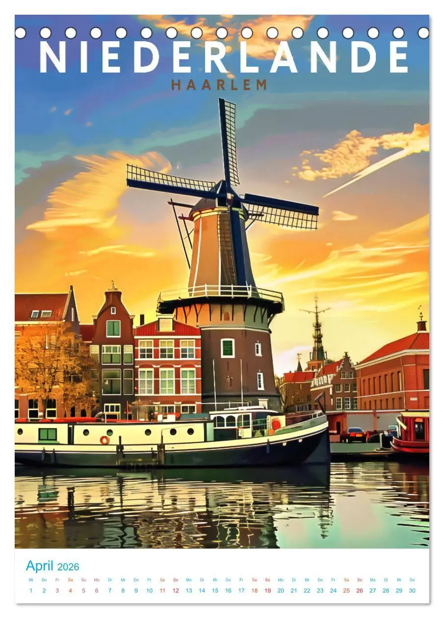 Bild: 9783516256796 | Niederlande - Old School Poster Style (Tischkalender 2026 DIN A5...